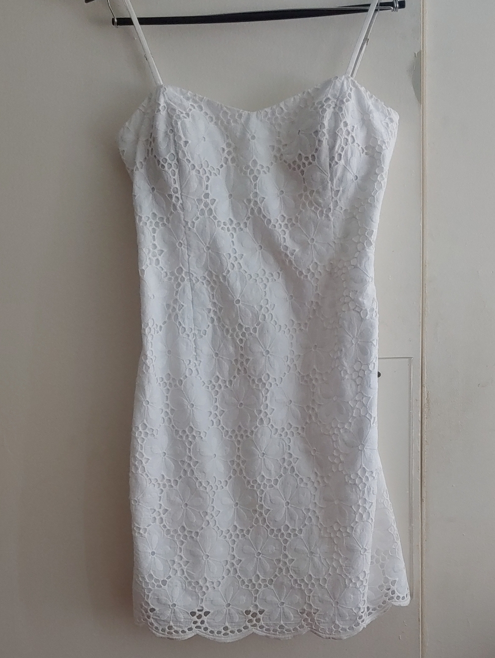 Lilly Pulitzer White Floral Eyelet Spaghetti Strap Mini Dress